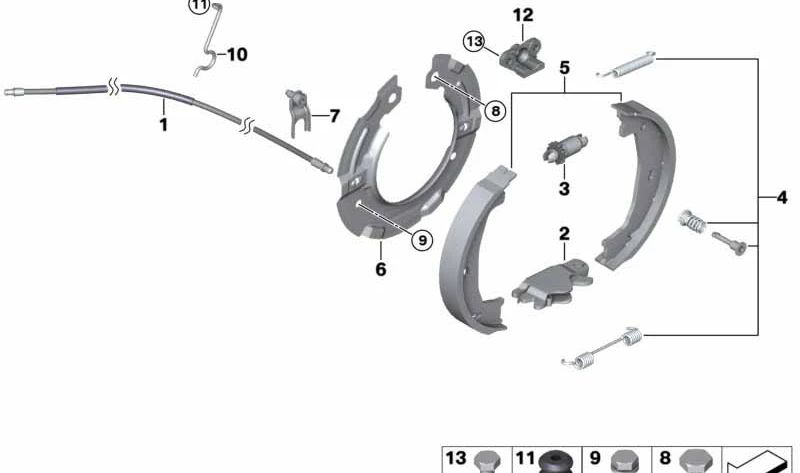 Anillo de sujeción para zapatas de freno para BMW E84 (OEM 34206787315). Original BMW