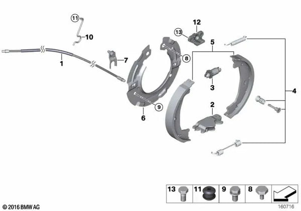 Cable del freno de mano para BMW E84 (OEM 34406857642). Original BMW