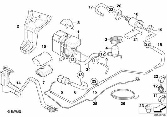 Tubería de combustible para calefacción auxiliar para BMW E60, E61, E63, E64 (OEM 64129170197). Original BMW.