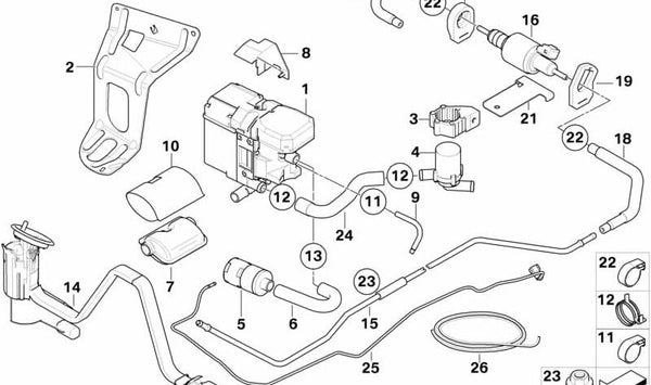 Silenciador para BMW Serie 5 E60, E61N; Serie 6 E63, E64 (OEM 64120006521). Original BMW.