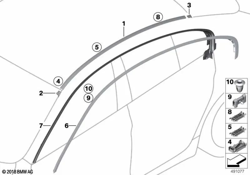 Dichtung derecha para BMW F06, F06N (OEM 51767275304). Original BMW