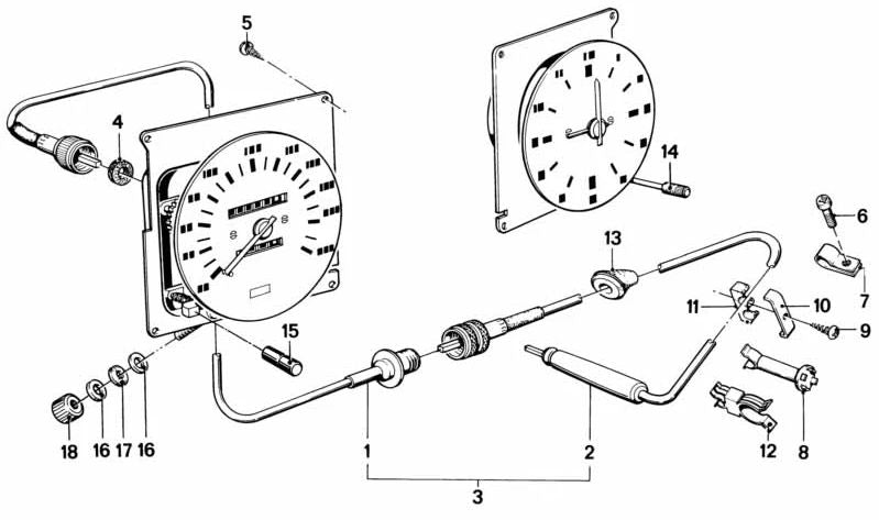 Câble de vélocimètre OEM 62121373071 pour BMW E21. BMW d'origine.