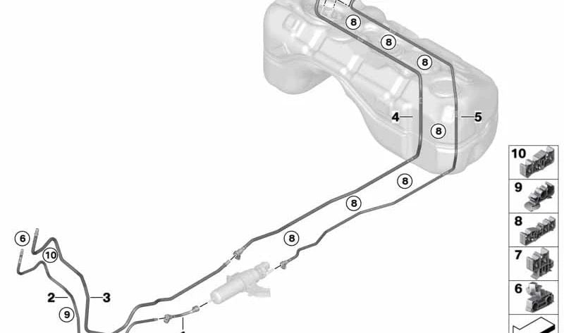 Tubería de retorno trasera para BMW X3 G01, X4 G02 (OEM 16127404143). Original BMW