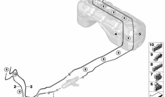 Tubería de retorno trasera para BMW X3 G01, X4 G02 (OEM 16127404143). Original BMW