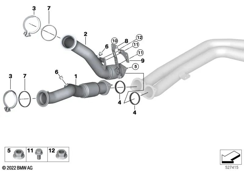 Soporte para catalizador cercano al motor para BMW Serie 2 G87, Serie 3 G20N, G21N, G80, G81, Serie 4 G26, G82, G83, X3 F97, F97N, X4 F98, F98N (OEM 18328468992). Original BMW