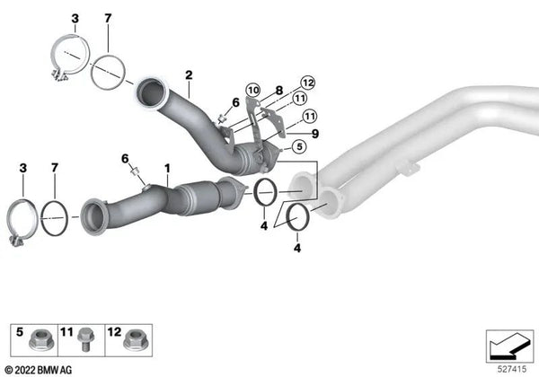 Soporte para catalizador cercano al motor para BMW Serie 2 G87, Serie 3 G20N, G21N, G80, G81, Serie 4 G26, G82, G83, X3 F97, F97N, X4 F98, F98N (OEM 18328468992). Original BMW