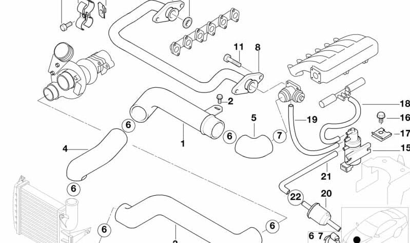 Pressure hose for BMW E39 (OEM 11617801550). Original BMW