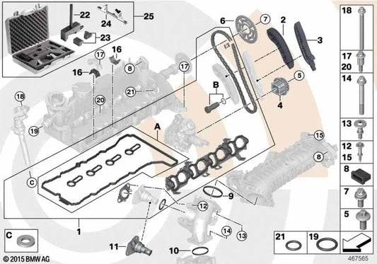 Profildichtung para BMW Serie 1 F20, F21; Serie 2 F22; Serie 3 E90N, F30, F31, F34; Serie 4 F32, F36; Serie 5 F07, F10, F11; X1 E84; X3 F25; X5 F15 (OEM 11618511917). Original BMW.