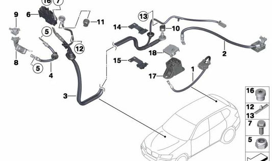 Cable de batería positivo OEM 61129225099 para BMW F25. Original BMW.