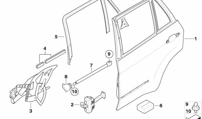 Cerradura de puerta trasera OEM 51227141033 para BMW E70 X5 (Compatible con todos los modelos E70). Original BMW