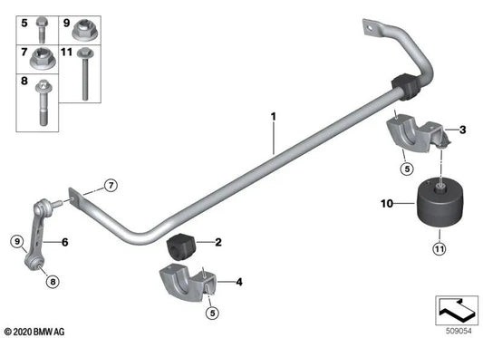 Hinterer Stabilisator für BMW 5er G30, G30N 7er G11, G11N, G12, G12N (OEM 33506861458). Original BMW.