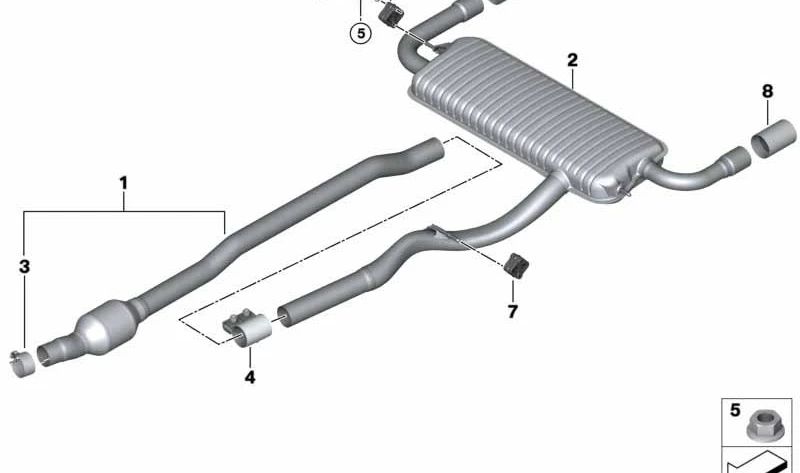 Silenciador para BMW F45 Serie 2 (OEM 18308577127). Original BMW