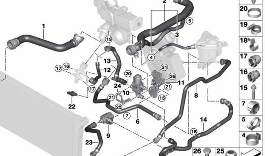 Support supplémentaire de pompe réfrigérant pour la série BMW 5 F10, F11, X3 F25, X5 F15 (OEM 11538514464). BMW d'origine.