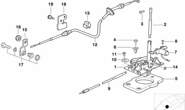 Cable de cambio con supresor de ruidos OEM 25161423117 para BMW E36, Z3. Original BMW.