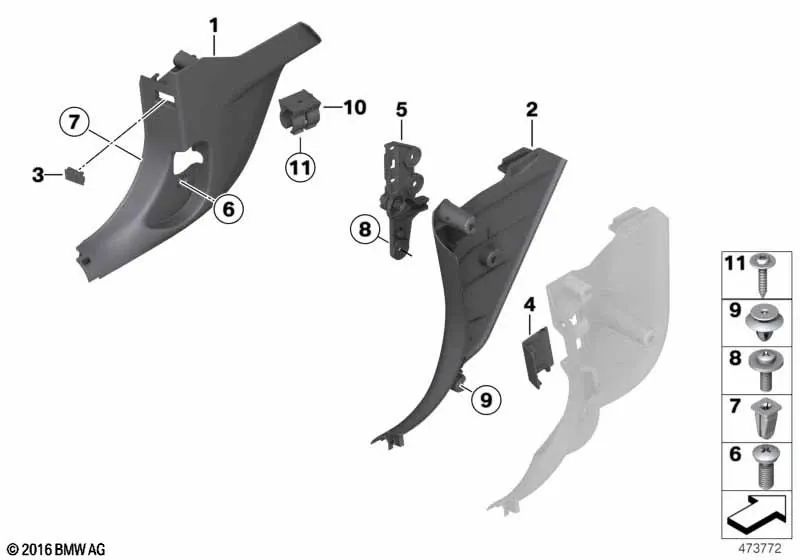 Tapa OBD para BMW F20, F21, F22, F23, F30, F31, F34, F80, F32, F33, F36, F82, F83 (OEM 51437272622). Original BMW