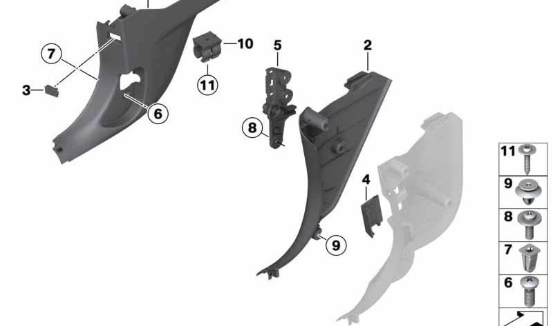 Panel lateral delantero derecho para BMW F32, F33, F82, F83 (OEM 51437315134). Original BMW.