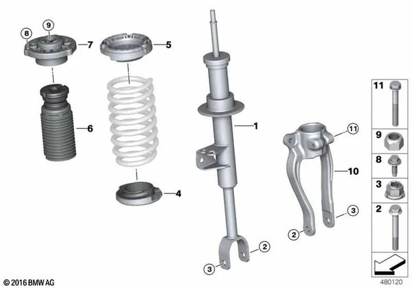 Amortiguador delantero izquierdo para BMW G31 Serie 5 (OEM 31316866625). Original BMW