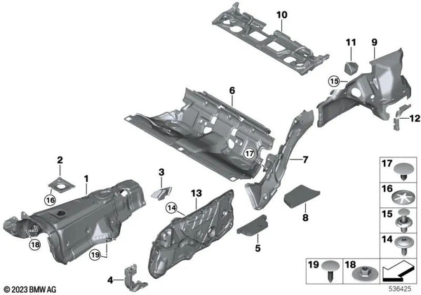 Aislamiento Acústico del Túnel Delantero para BMW G42, G20, G21, G22, G23, G26 (OEM 51487433817). Original BMW