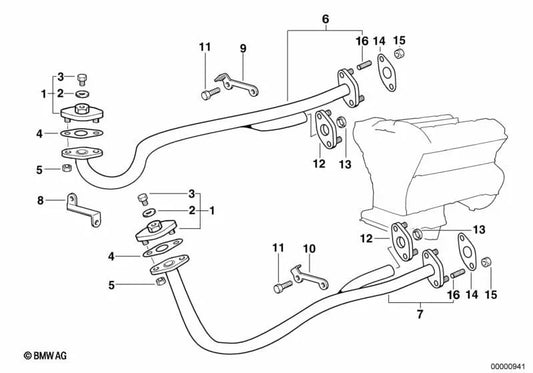 Luftleitung para BMW Serie 7 E38, Serie 8 E31 (OEM 11721741313). Original BMW.