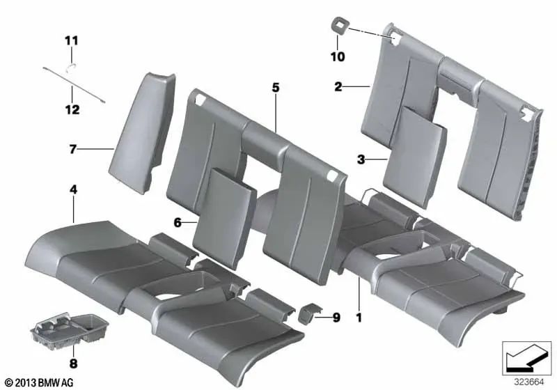 Ablageschale Fondkonsole for BMW Series 4 F33, F83 (OEM 52207337367). Genuine BMW