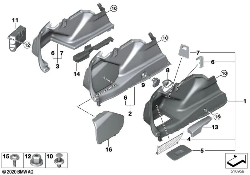 Blutabdeckung für BMW 5 G30N -Serie (OEM 51438076297). Original BMW