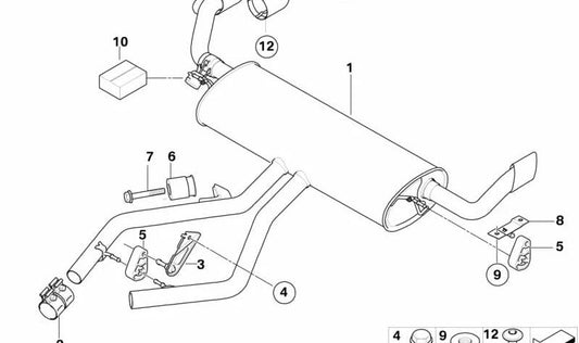 Silenciador de Escape para BMW E71 (OEM 18307576340). Original BMW