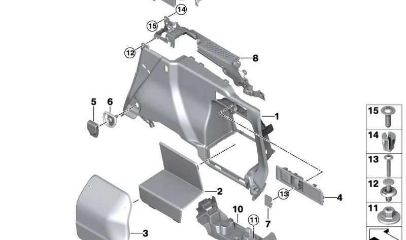 Revestimiento del maletero derecho OEM 51477940936 para BMW G21 (Serie 3 Touring). Original BMW.