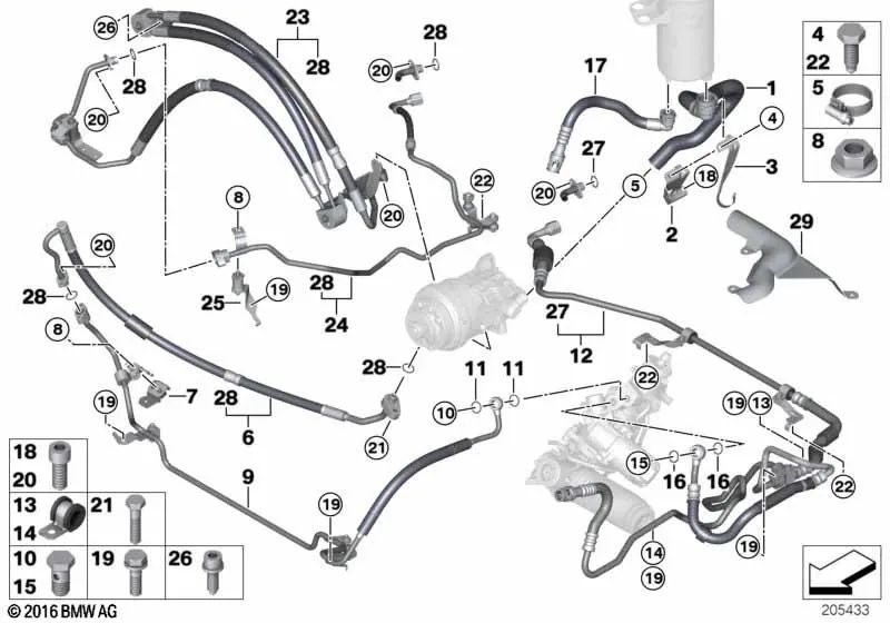 Expansionsschlauch für BMW X5 E70, E70N, X6 E71 (OEM 32416786413). Original BMW.