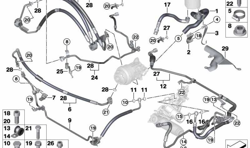 OEM 32416788204 assisted direction tube for BMW E71. Original BMW.