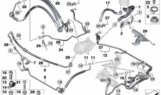 OEM 32416788204 assisted direction tube for BMW E71. Original BMW.