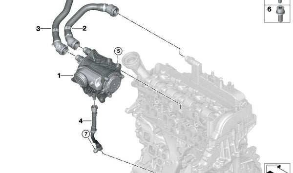 Separador de aceite para BMW F70, U06 Serie 5 G60, G61, X1 U11, X2 U10, X3 G45, MINI U25 (OEM 11158470497). Original BMW.