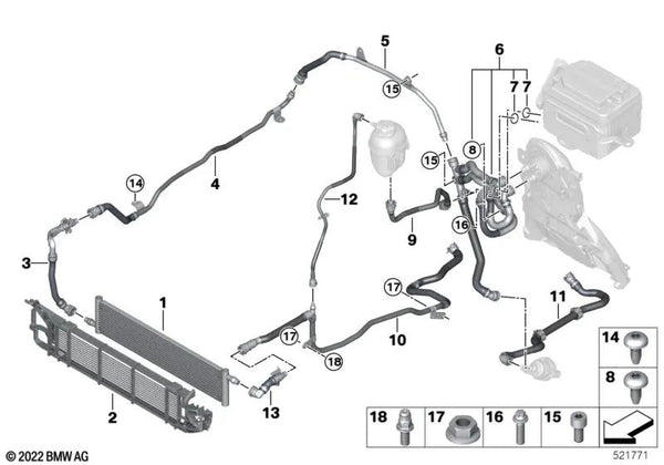 Abrazadera de Cable para BMW Serie 2 U06, Serie 5 G38, G38N, X1 U11, X5 G05, G05N, X6 G06, G06N, X7 G07, G07N (OEM 61278662932). Original BMW.