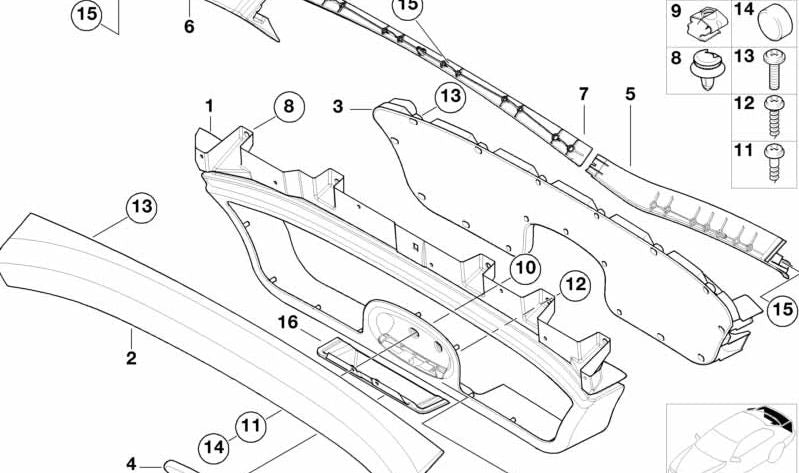 Insertar Portón Trasero para BMW F07, F10, F11, F06, F12, F13, F01N, F02N (OEM 51498407096). Original BMW