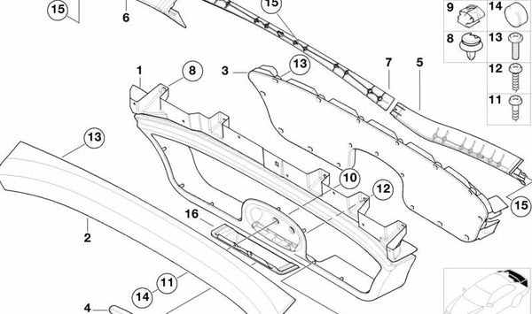 Insertar Portón Trasero para BMW F07, F10, F11, F06, F12, F13, F01N, F02N (OEM 51498407096). Original BMW