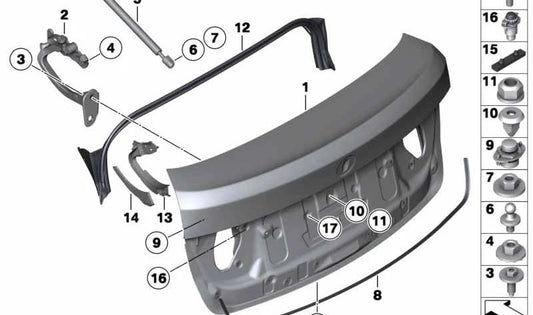 Amortiguador hidráulico (resorte de gas) del portón trasero OEM 51247288721 para BMW Serie 5 GT (F07). Original BMW.