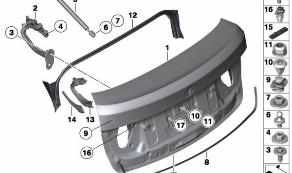 Tapón derecho OEM 61139206284 para BMW F07, F10, F11, F18 (Serie 5 GT, Berlina y Touring). Original BMW.