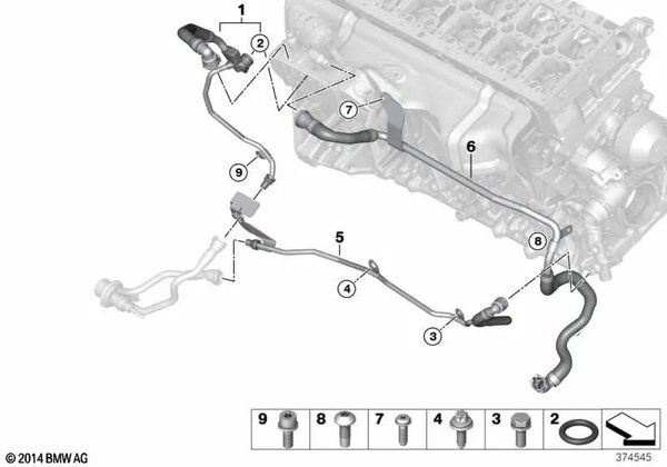 Conducto de bomba de refrigerante del enfriador AGR para BMW F10N, F02N, F15 (OEM 11538513833). Original BMW