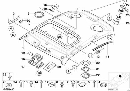 Marco para el sistema de manos libres para varios modelos/series de BMW (OEM 51448401000). Original BMW.