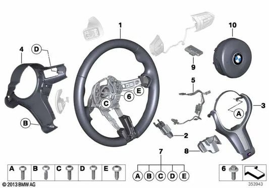 Volante Deportivo M de Cuero para BMW F07N, F10N, F11N Serie 5 y F06, F06N, F12, F12N, F13, F13N Serie 6 (OEM 32307851235). Original BMW