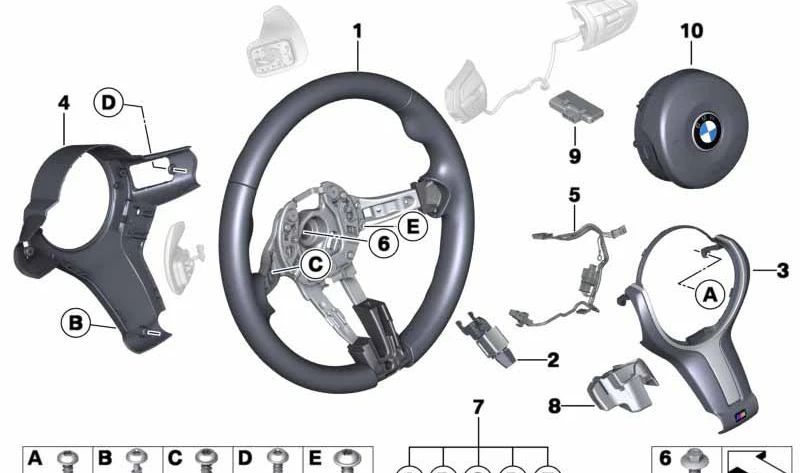 Cavo di collegamento per il volante 32307848336 per BMW F07, F10, F11, F06, F12, F13. BMW originale.