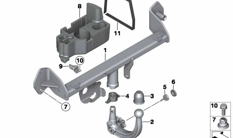 Cabeza de bola desmontable OEM 71606799414 para BMW Serie 1 (F20, F21) y Serie 2 (F22, F23). Original BMW.