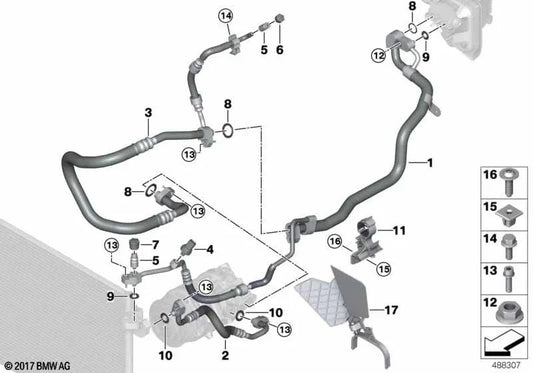 Tubería de presión Compresor-Condensador para BMW F90, F90N, F91, F92, F93 (OEM 64507854428). Original BMW