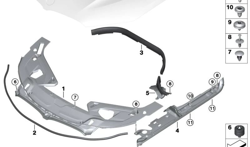 Cubierta del compartimento del motor central para BMW Serie 8 F91, F92, F93, G14, G15, G16 (OEM 51767465212). Original BMW