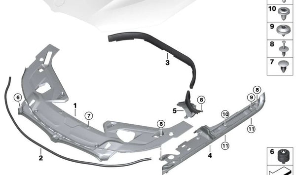 Junta de estanqueidad lateral derecha OEM 51767371510 para BMW Serie 8 (F91, G14, G15, G16). Original BMW.