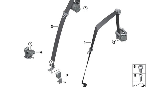 Cinturón superior para BMW X6 F96, G06 (OEM 72117941648). Original BMW