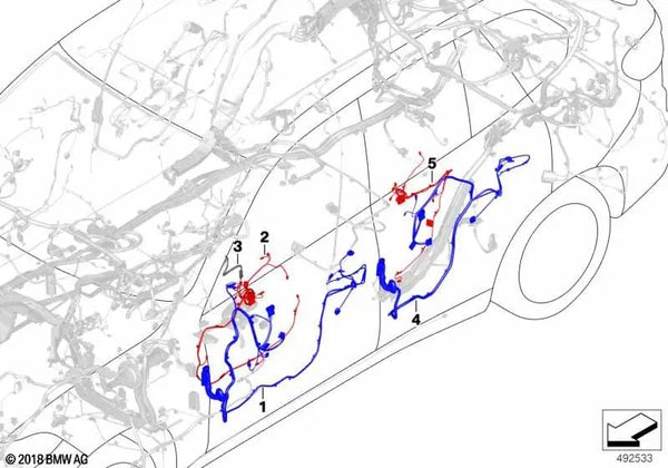 Arnés de cables de puerta lado del conductor para BMW Serie 4 G22, G23, G82, G83 (OEM 61125A494B3). Original BMW