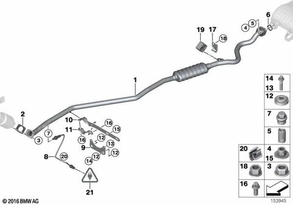 Schelle para BMW Serie 1 E81, E82, E87, E87N, E88 Serie 3 E90, E91, E92, E93 (OEM 18207522448). Original BMW