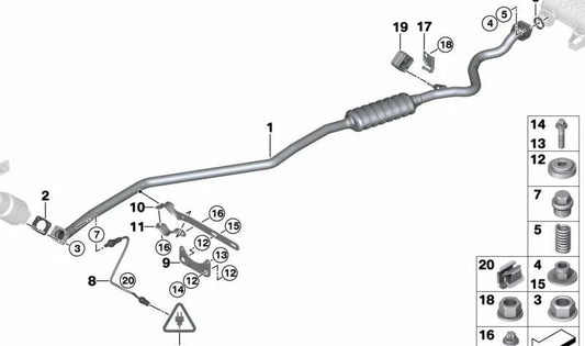 Tubo di scarico con silenziatore anteriore OEM 18307645970 per la serie BMW 3 (E90, E91, E92, E93). BMW originale