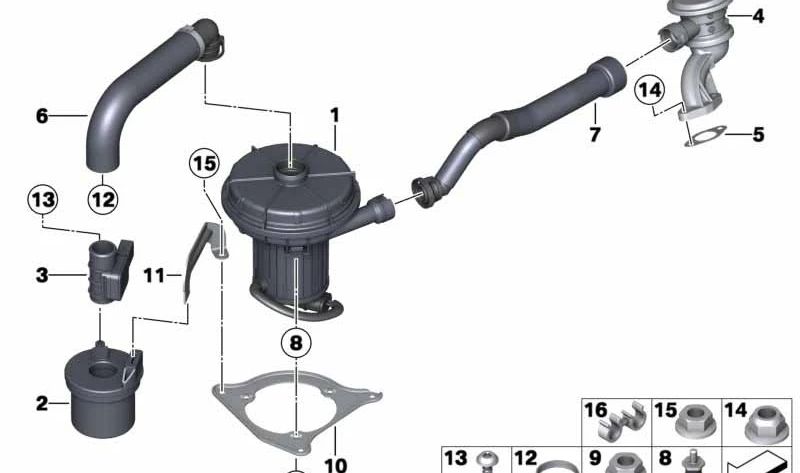 Tubo de aspiración para BMW Serie 3 E90N, X1 E84 (OEM 11727577716). Original BMW.