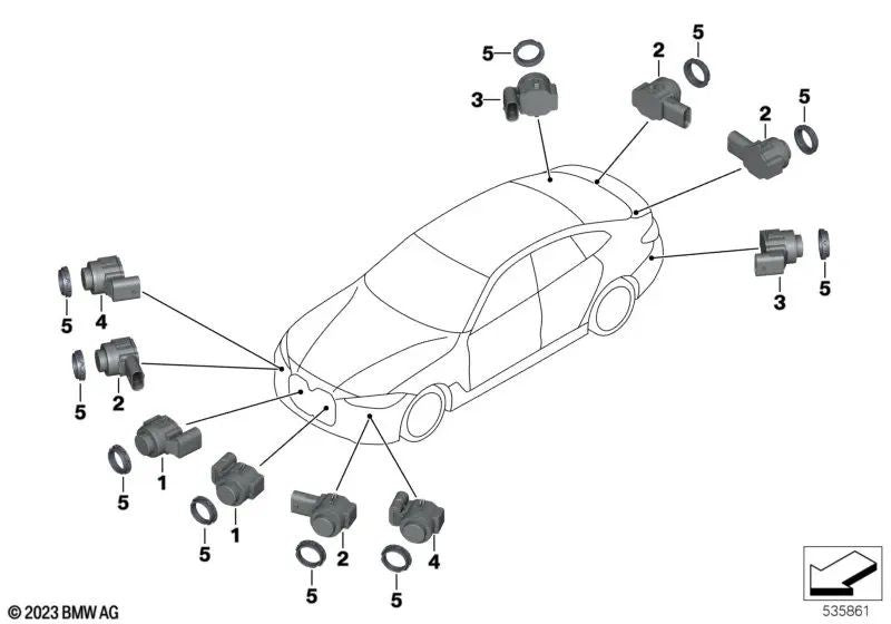 Sensor ultrasónico Brooklyn gris para BMW G26 (OEM 66207927951). Original BMW.